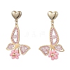 Rose Quartz Dangle Stud Earrings EJEW-MZ00243-1