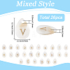 26Pcs 26 Styles Natural Shell Teardrop Charms with Golden Tone Metal Letter Slices SHEL-SC0001-93-2