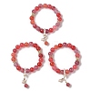 10.5mm Round Dyed Natural Gemstone & Natural Pearl Beaded Stretch Bracelets BJEW-C068-09G-1