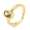 Oval Shape Brass Micro Pave Cubic Zirconia Open Cuff Ring RJEW-Q782-03G-1