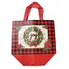 Christmas Theme Tartan Non-woven Fabric Gift Tote Bags with Handle ABAG-G017-01D-2