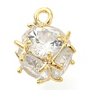 Round Rack Plating Brass with Cubic Zirconia Pendants Charms KK-S396-14-1