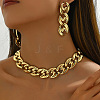 Heart Alloy Curb Chain Necklaces & Stud Dangle Earrings Sets FS-WGC8E38-01-2