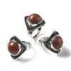 Natural Red Jasper Adjustable Rings G-P560-03AS-25-1