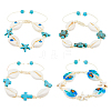 FIBLOOM 4Pcs 4 Style Natural Shell with Evil Eye Braided Bead Bracelets Set BJEW-FI0001-74-1