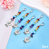 5Pcs Natural Magnesite & Amethyst & Green Aventurine & Red Aventurine & Red Jasper & Lapis Lazuli & Citrine Pendants Decorations HJEW-YW00074-01-1