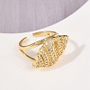 Brass Micro Pave Cubic Zirconia Cuff Rings for Women RJEW-L132-03G-03-2