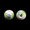 Floral Printed Porcelain Beads PORC-Q199-10mm-10-4