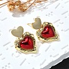 Heart Brass Enamel Stud Earrings EJEW-Z086-17G-02-3