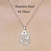 201 Stainless Steel Hollow Mushroom Pendant Necklace NJEW-OY001-69-3