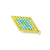 Glass Seed Beaded Rhombus Pendants PALLOY-MZ00528-02-4