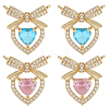 8Pcs 2 Colors Brass Micro Pave Cubic Zirconia Pendants KK-BBC0019-71-7