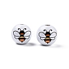 Bees Theme Printed Wooden Beads WOOD-D006-05A-1