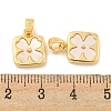 Natural Shell & Brass Square with Flower Charms with Snap on Bails KK-P275-05G-3