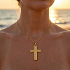 304 Stainless Steel Textured Religion Cross Pendant Necklaces WG0F8DA-01-2