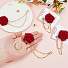 4Pcs Polyester Rose Flower Lapel Pin Backs JEWB-FH0002-09B-3