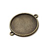 Tibetan Style Alloy Flat Round Cabochon Connector Settings TIBE-Q038-001G-AB-NR-2