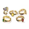 Horse Eye Colorful Cubic Zirconia Open Cuff Ring RJEW-U003-24-1