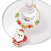 Christmas Theme Electroplate Glass Beads & Alloy Enamel Wine Glass Charms AJEW-JO00256-4