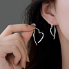 925 Sterling Silver Heart Stud Earrings EJEW-P296-23P-3