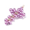 Glass Pearl Round Bead Pendants PALLOY-JF01380-3