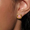 304 Stainless Steel Natural Rose Quartz Stud Earrings for Women OU7519-4-2
