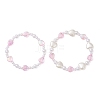2pCS ABS Plastic Imitation Pearl & Acrylic Beads Stretch Bracelets for Girl BJEW-JB12947-2