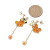 Honeycomb & Bees Alloy Enamel Dangle Earrings EJEW-TA00515-3