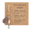 5Pcs Natural Chrysoprase Chip Bead with Wood Teardrop Pendant Keychain KEYC-FG00007-6