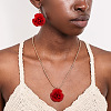 Rose Iron & Plastic Pendant Necklaces & Dangle Earrings Sets for Women FS-WGD8499-01-2