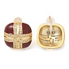 Brass Enamel Stud Earrings EJEW-B115-01G-01-4