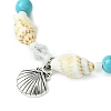 Handmade Shell & Synthetic Turquoise Beaded Bracelets for Women BJEW-TA00570-3