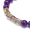 4Pcs 4 Style Natural Mixed Gemstone & Glass Cube Beaded Stretch Bracelets Set for Women BJEW-JB08855-5