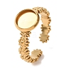 Flower 304 Stainless Steel Cuff Ring Components STAS-P454-05A-G-1