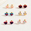 6 Pairs Elegant Colorful Rose Flower Stud Earrings Set for Women MF5348-1