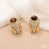 Alloy & Natural Tiger Eye & Clear Cubic Zirconia Stud Earrings FS-WGA185A-03-1