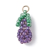 Glass Seed Beaded 3D Eggplant Pendants PALLOY-MZ00942-03-1