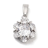 Brass Micro Pave Clear Cubic Zirconia Pendants ZIRC-L104-012P-1