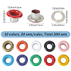 200 Sets 10 Colors Iron Grommet Eyelet Findings SCRA-GF0001-10B-05-2