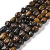 Natural Yellow & Blue Tiger Eye Beads Strands G-G146-A17-01-1