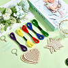 1 Set Wooden Heart Star Keychain Embroidery Beginner Kit DIY-SC0030-07-3