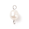 Natural Cultured Freshwater Pearl Beads Connector Charms PALLOY-JF01551-01-2