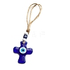 Evil Eye Cross Lampwork Pendant Decorations PW-WG066E4-01-3