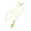 Brass Micro Pave Green Cubic Zirconia Snake Pendant Necklaces LS-NJEW-S438-02E-G-4