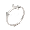 Non-Tarnish 304 Stainless Steel Star & Airplane Open Cuff Ring for Women RJEW-M149-12P-3