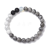 2 Pcs Round Natural & Synthetic Gemstone Stretch Bracelets Sets for Women BJEW-JB11014-3