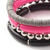 Synthetic Hematite & Polymer Clay Heishi Beads Stretch Bracelets Set BJEW-JB07446-5