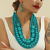 Wood Beaded Multilayer Necklaces & Dangle Earrings Sets WG1A9CE-03-1