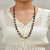 Bohemian Handmade Colorful Porcelain Beaded Waxed Cord Long Necklaces for Women FS-WGF474B-03-1
