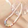 Natural Pearl & Acrylic Column Beaded Necklaces NJEW-C070-03-1